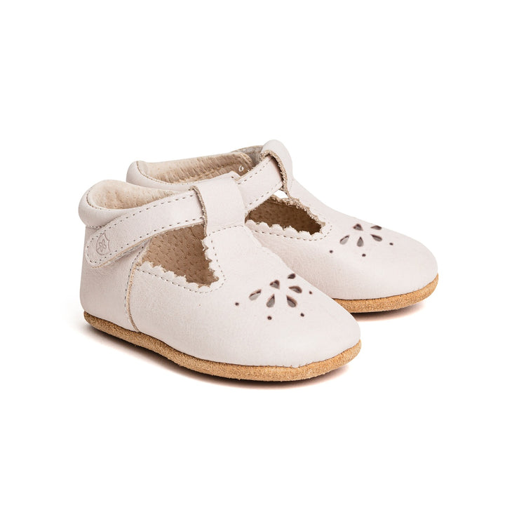 Pretty Brave Leather Baby Morgan Shoes - Stone