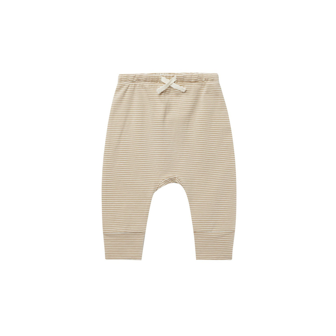 Quincy Mae Drawstring Pant - Latte Micro Stripe