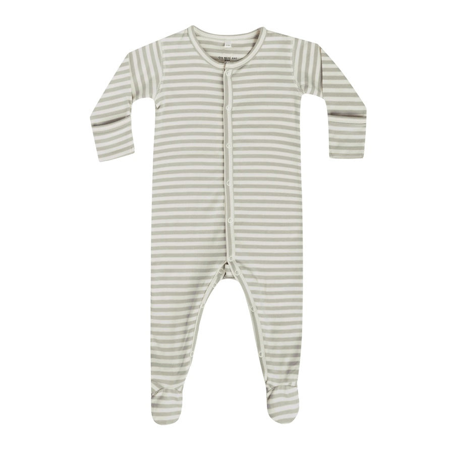 Quincy Mae Full Snap Footie | Pistachio Stripe