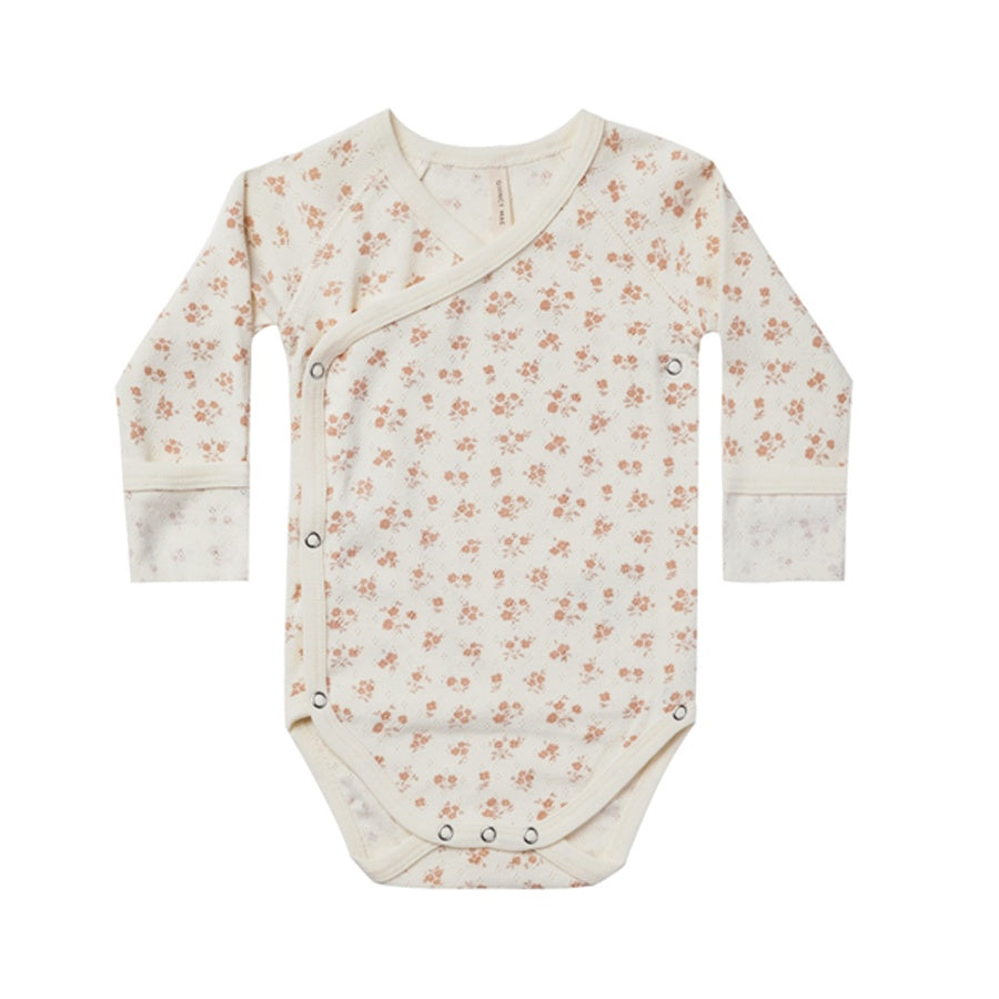 Quincy Mae Pointelle Side-Snap Bodysuit - Blush Floral