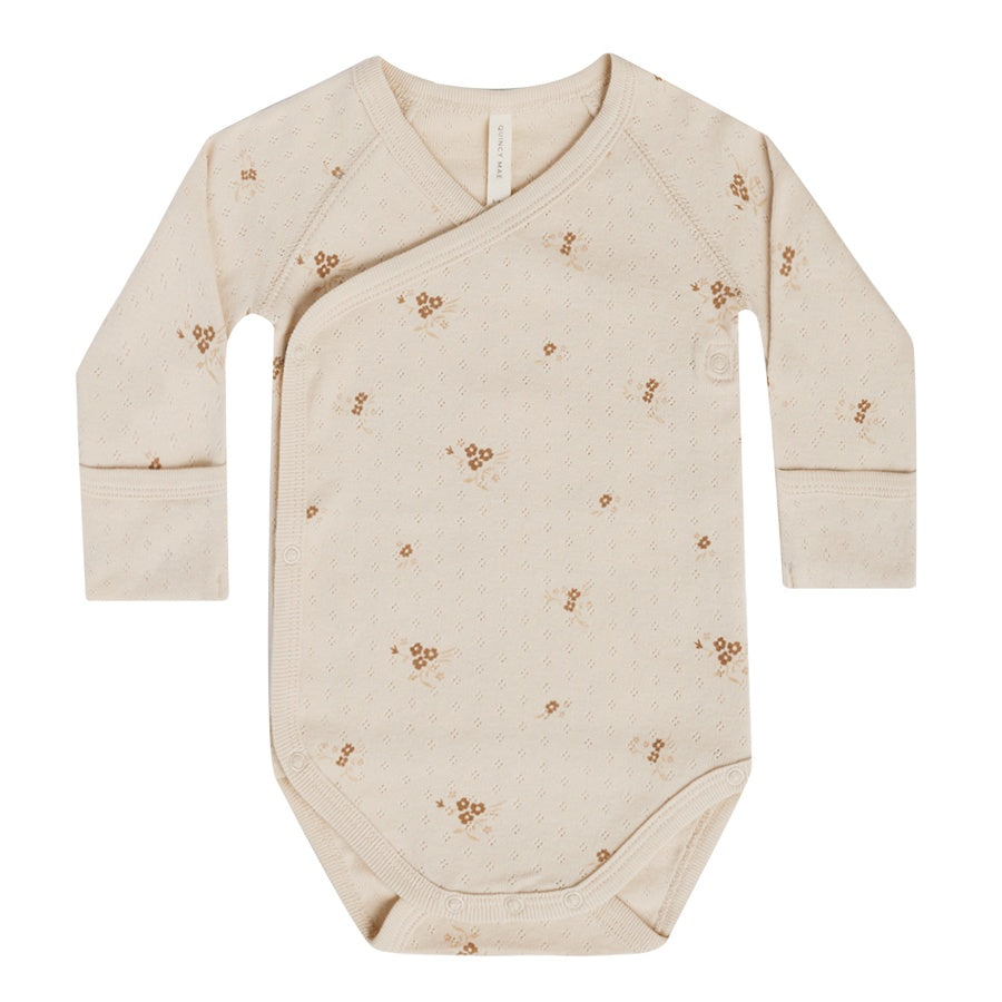 Quincy Mae Pointelle Side Snap Bodysuit | Ditsy Clay