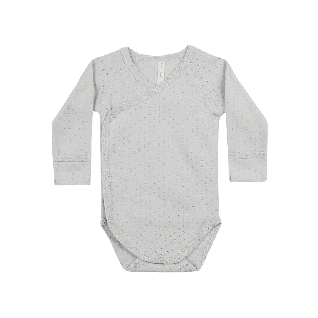 Quincy Mae Pointelle Side Snap Bodysuit - Cloud