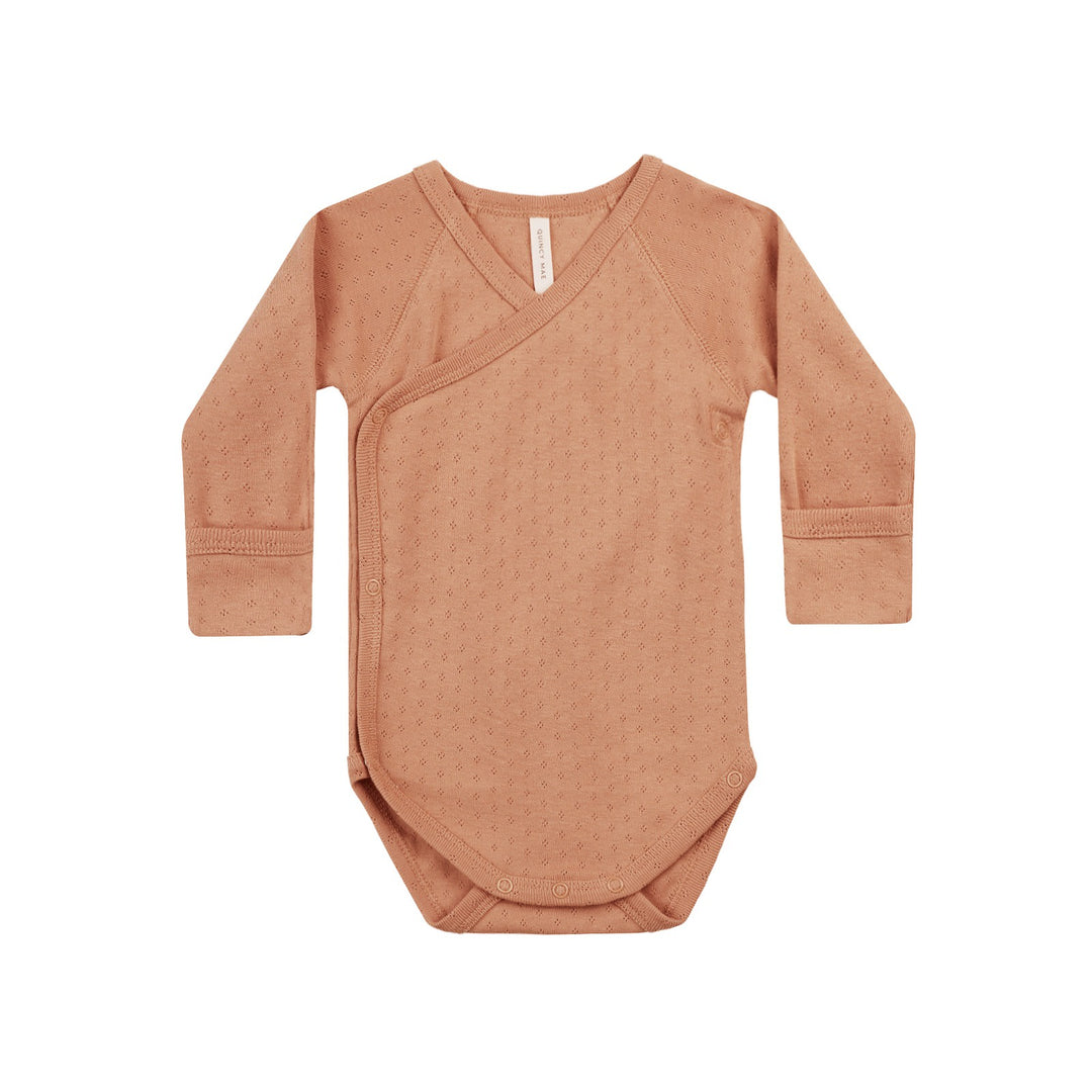 Quincy Mae Pointelle Side Snap Bodysuit - Melon