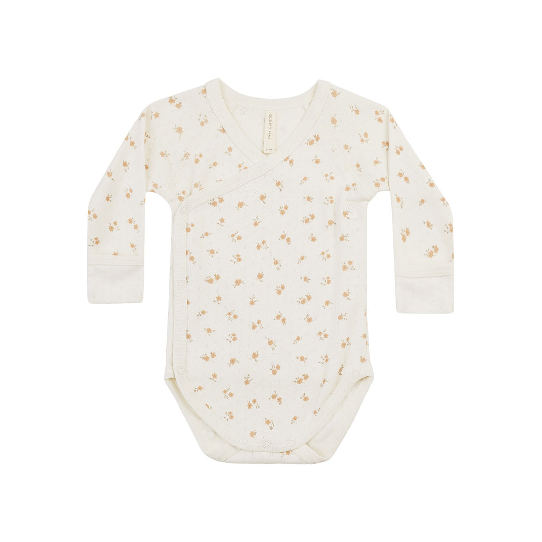 Quincy Mae Pointelle Side Snap Bodysuit - Ditsy Melon