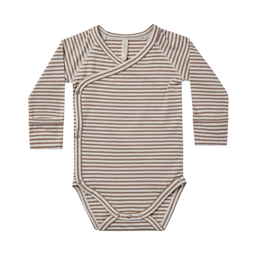 Quincy Mae Side-Snap Bodysuit - Cocoa Stripe