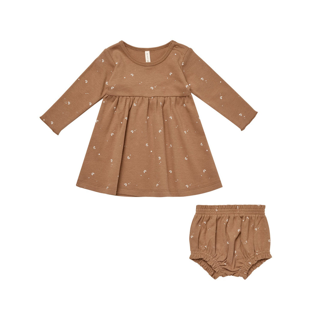 Quincy Mae Long Sleeve Baby Dress - Moons