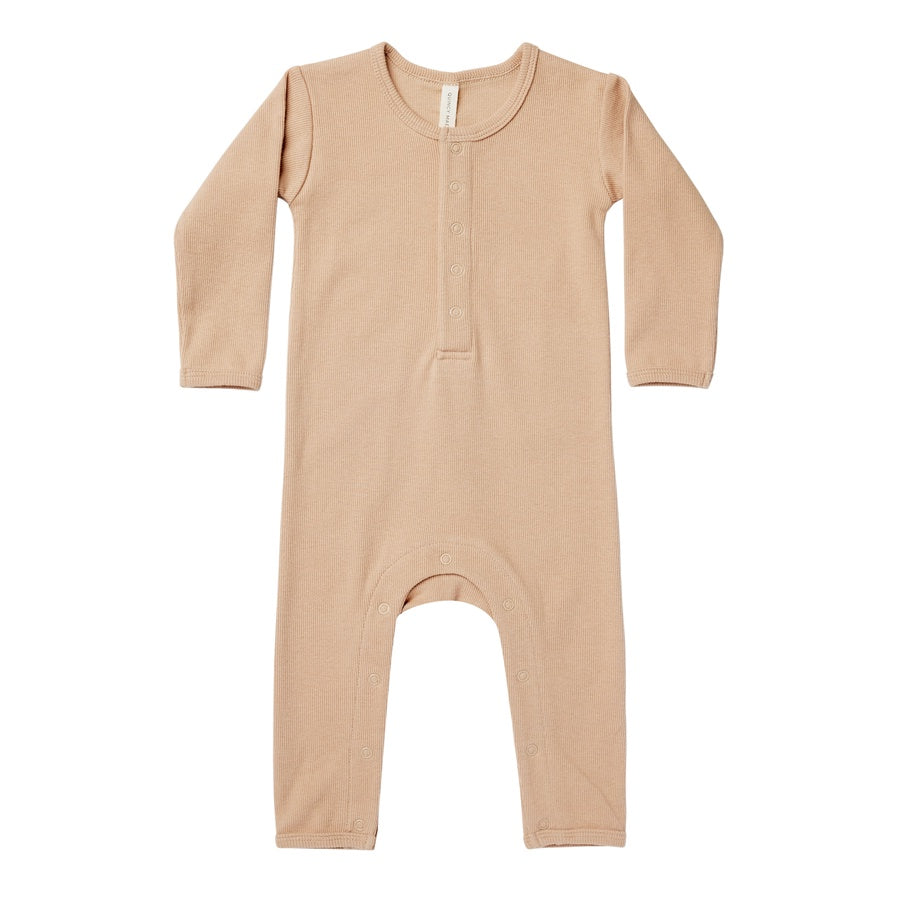 Quincy Mae Ribbed Baby Jumpsuit | Apricot