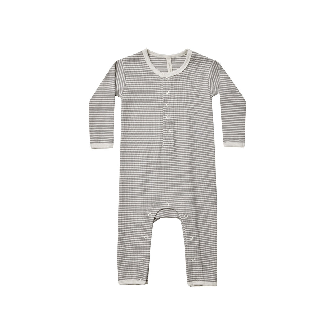 Quincy Mae Ribbed Baby Jumpsuit - Lagoon Micro Stripe