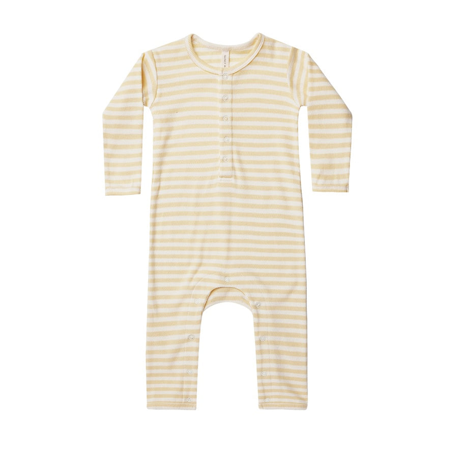 Quincy Mae Ribbed Baby Jumpsuit | Yellow Stripe