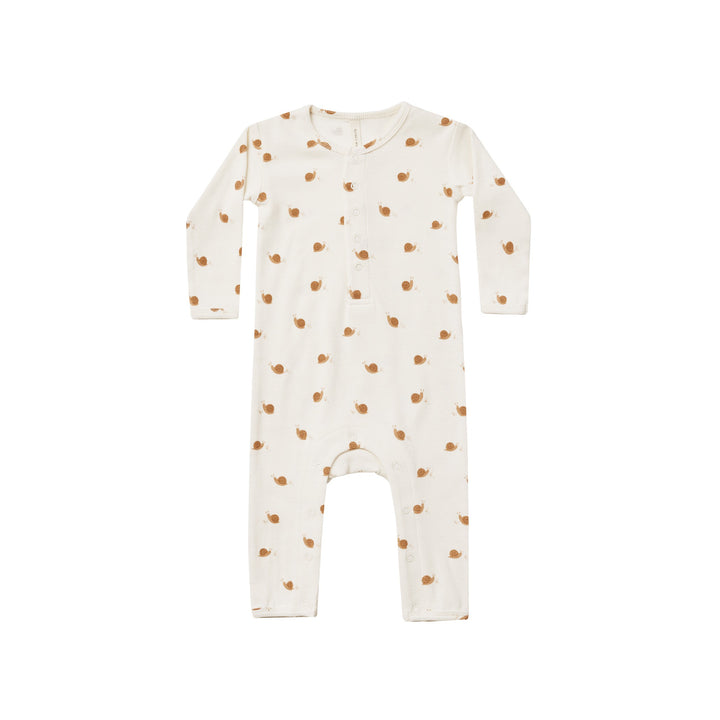 Quincy Mae Ribbed Baby Jumpsuit - Snails