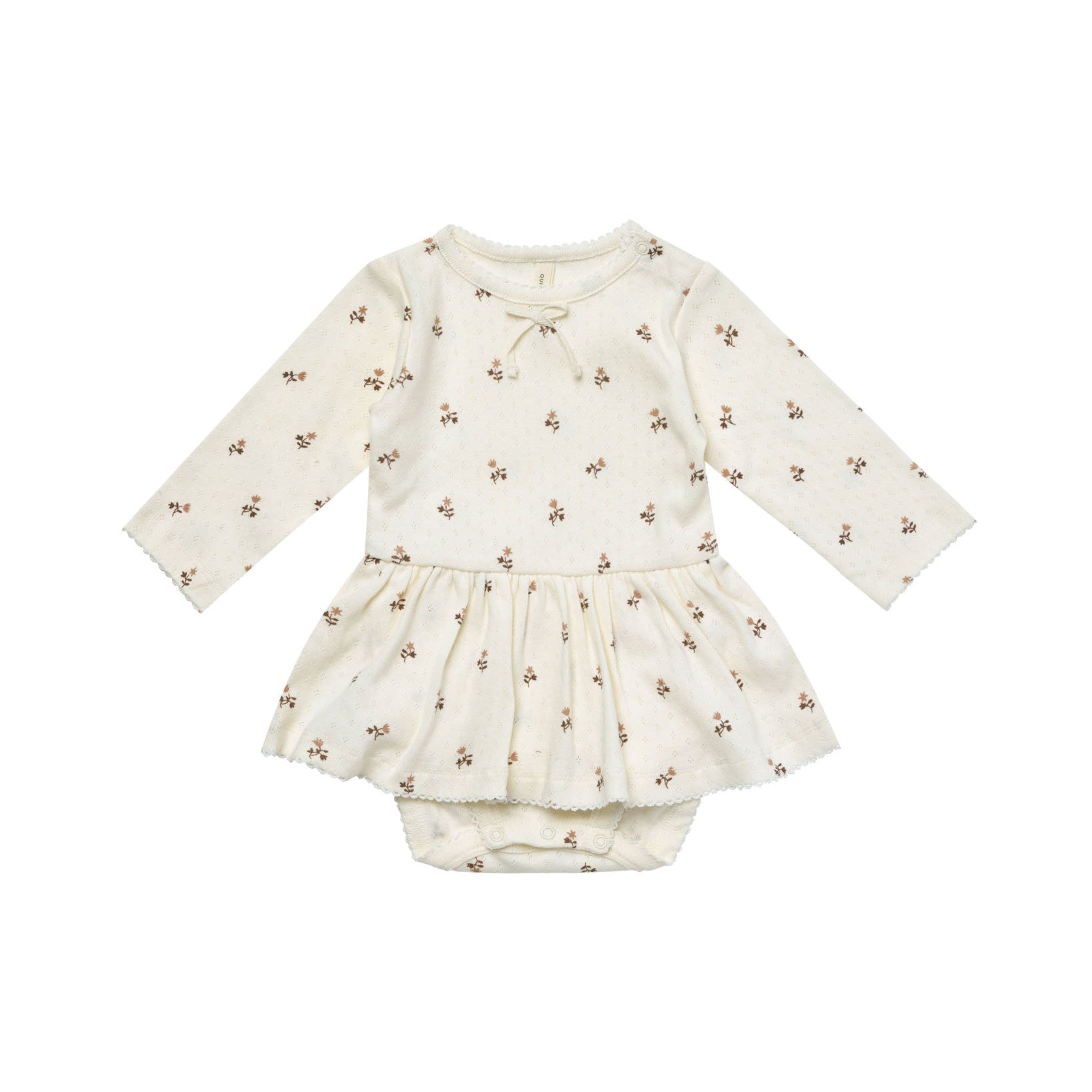Quincy Mae Pointelle Skirted Bodysuit - Rose Fleur