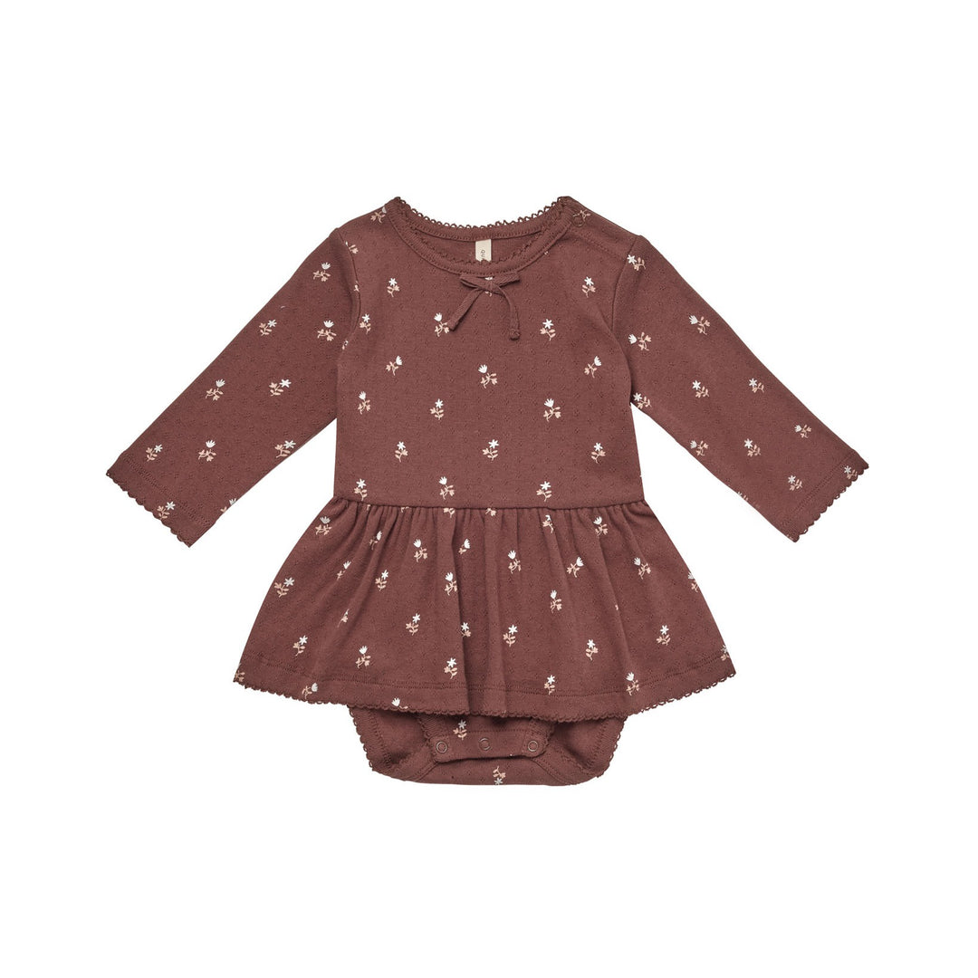 Quincy Mae Pointelle Skirted Bodysuit - Plum Fleur