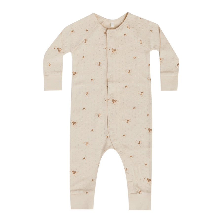 Quincy Mae Pointelle Long Sleeve Romper | Ditsy Clay