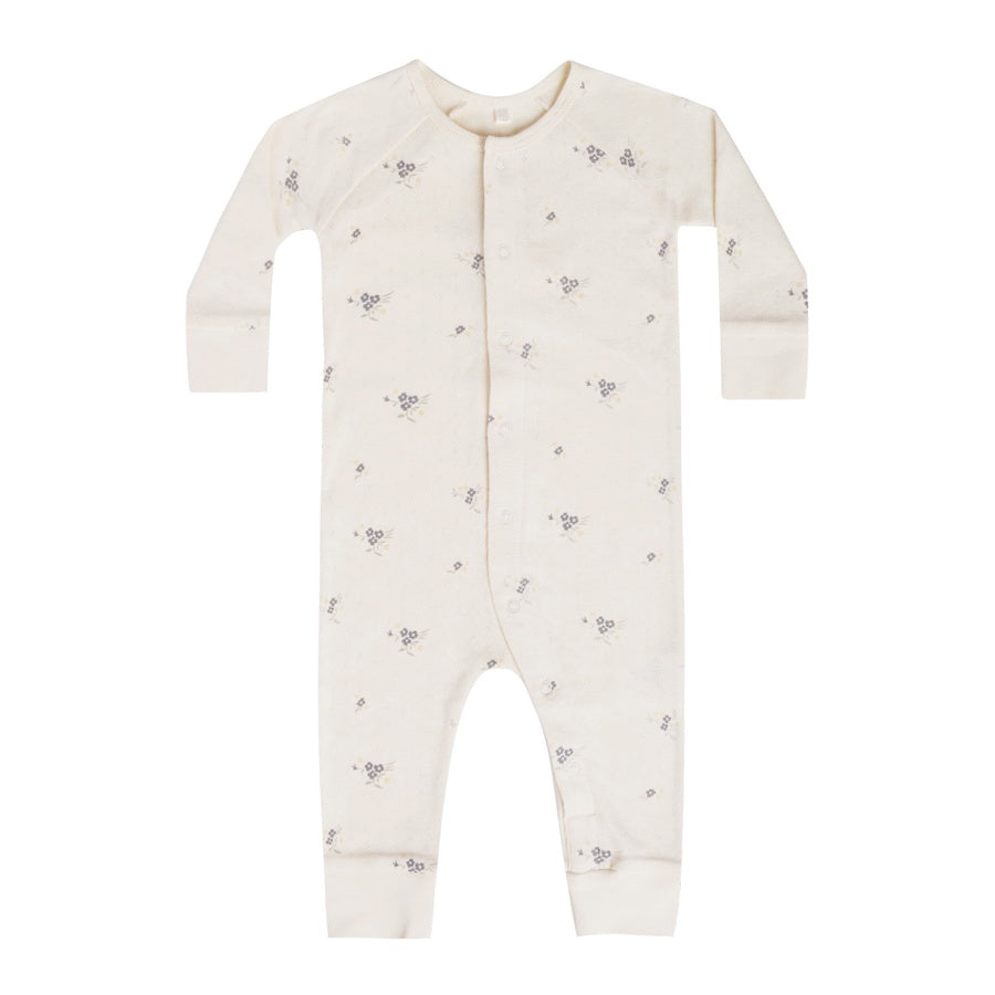 Quincy Mae Pointelle Long Sleeve Romper | Ditsy Ocean