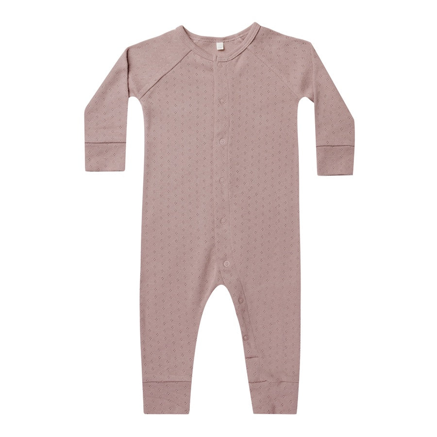 Quincy Mae Pointelle Long Sleeve Romper | Lilac