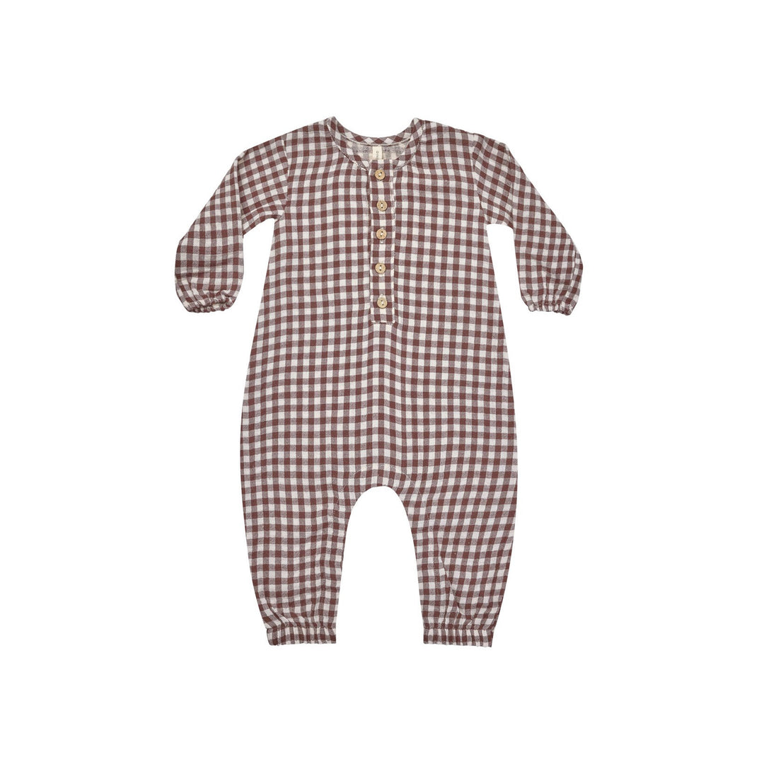 Quincy Mae Woven Jumpsuit - Plum Gingham