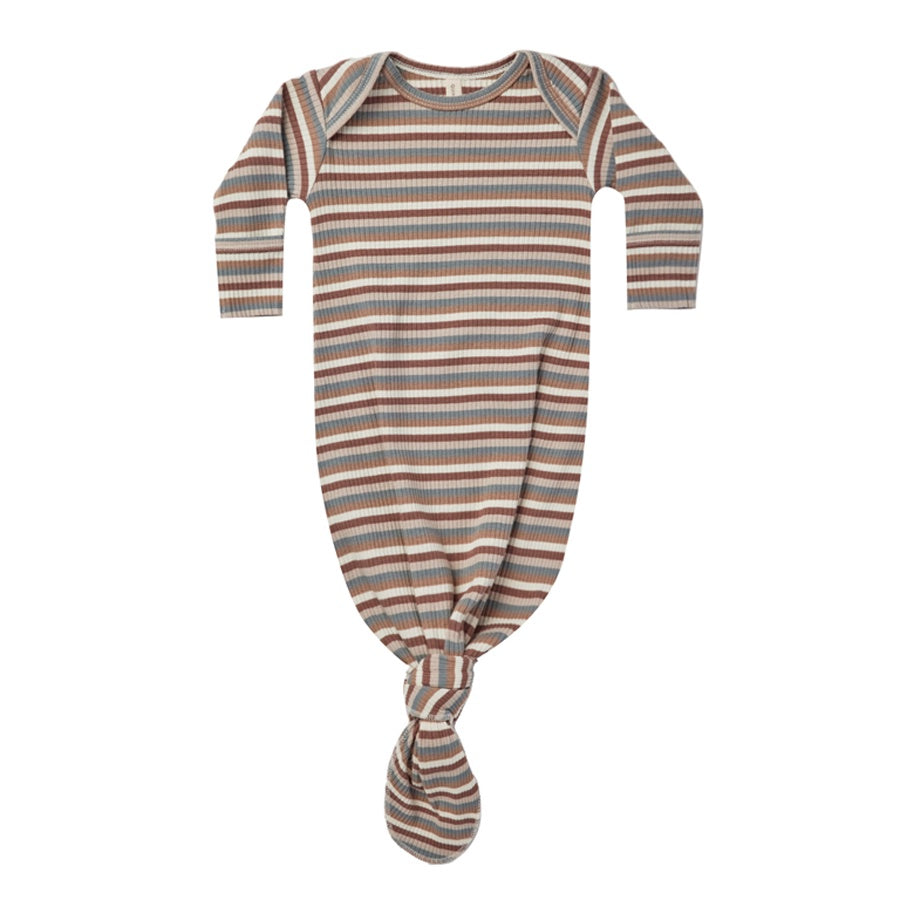 Knotted Baby Gown - Autumn Stripe
