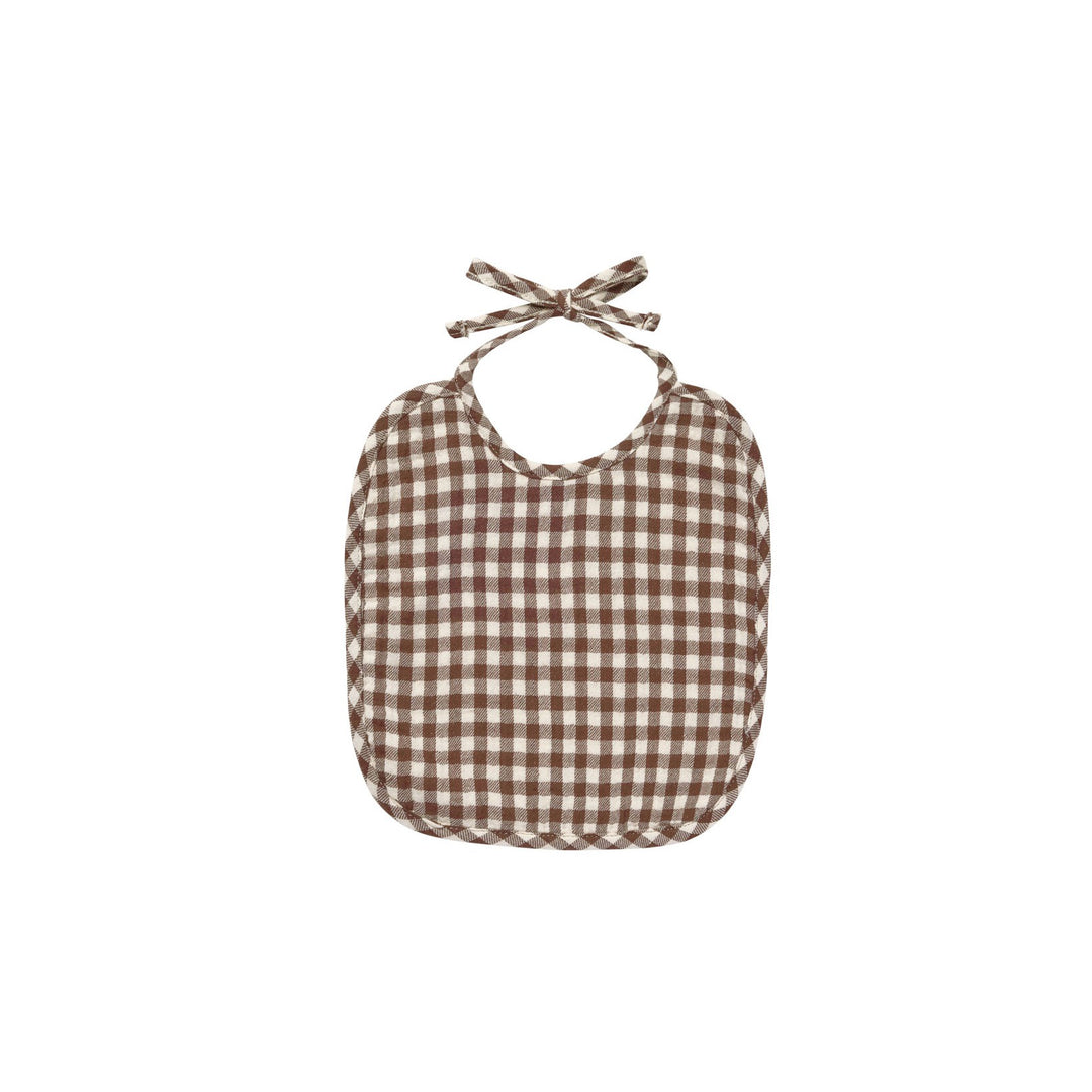 Quincy Mae Woven Tie Bib - Plum Gingham