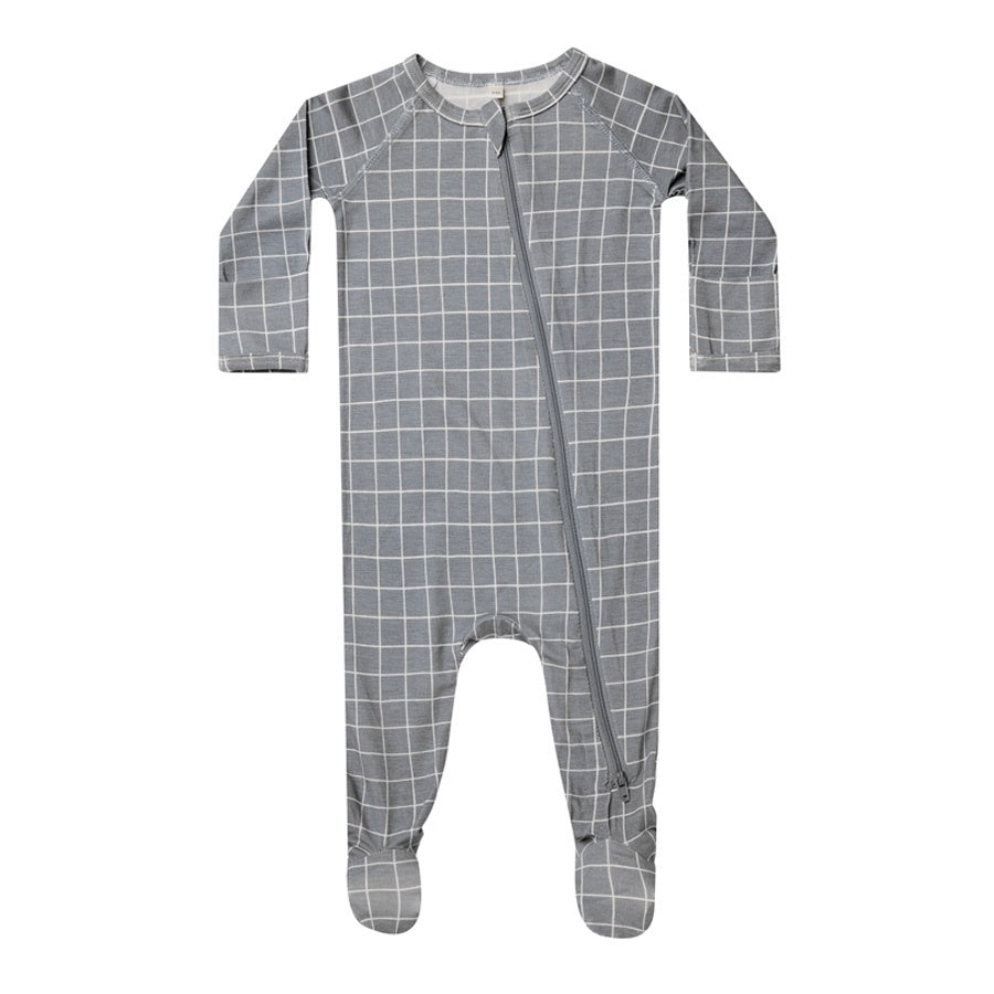 Quincy Mae Bamboo Zip Footie | Grid