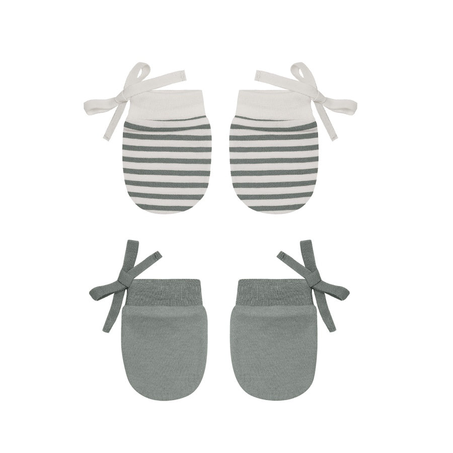 Quincy Mae No Scratch Mittens | Sea Green Stripe, Sea Green