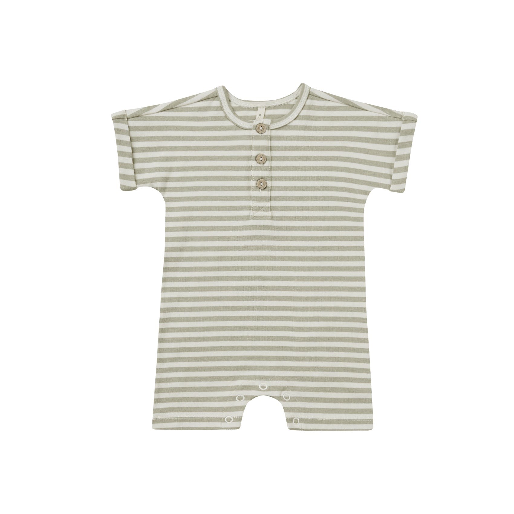 Quincy Mae Short Sleeve One-Piece - Sage Stripe