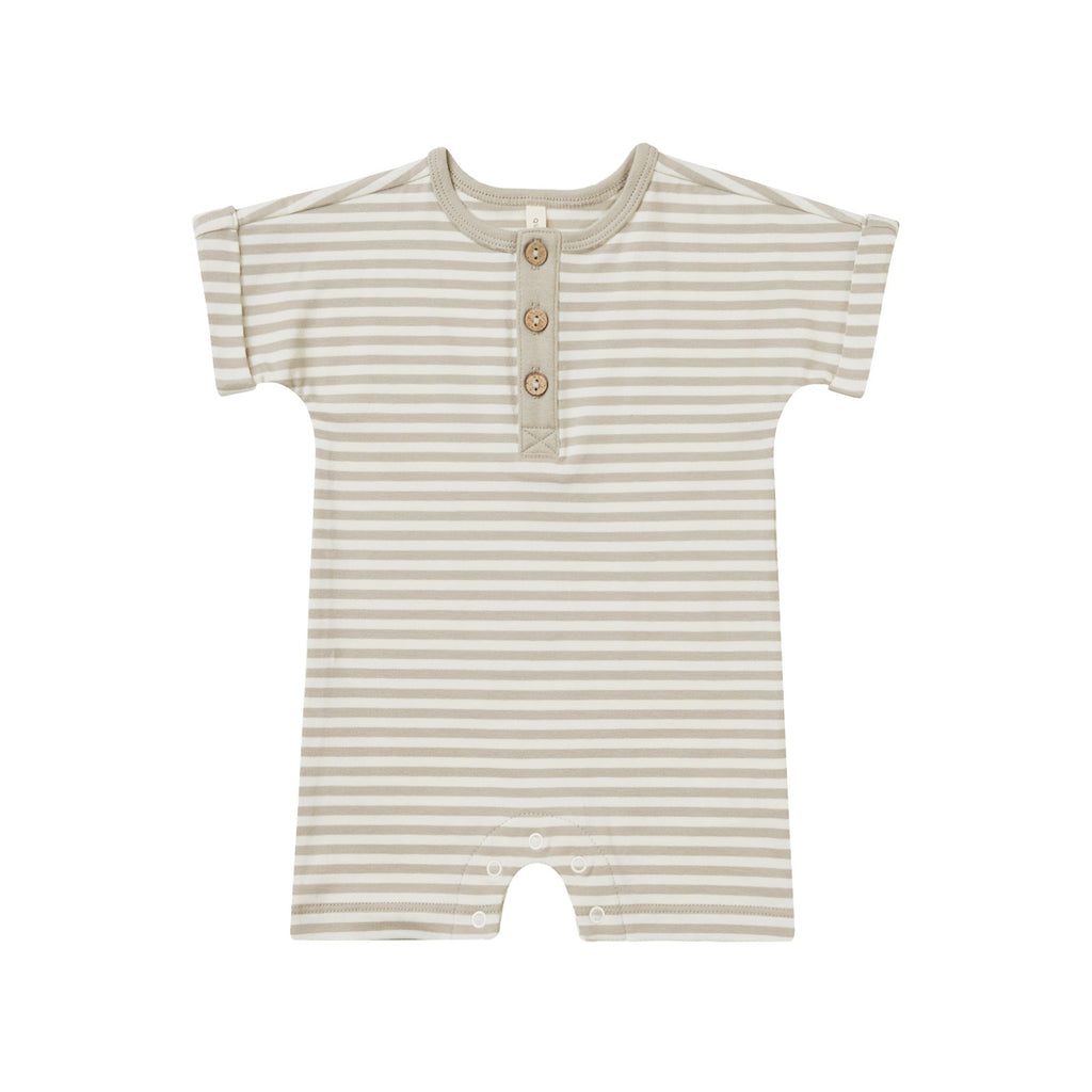 Quincy Mae Short Sleeve One-Piece - Ash Stripe
