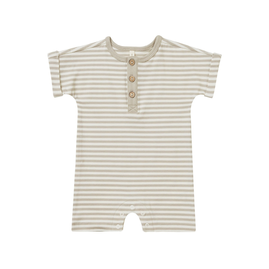 Quincy Mae Short Sleeve One-Piece - Ash Stripe