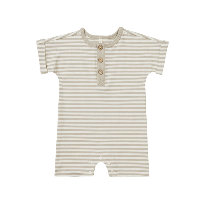 Quincy Mae Short Sleeve One-Piece - Ash Stripe