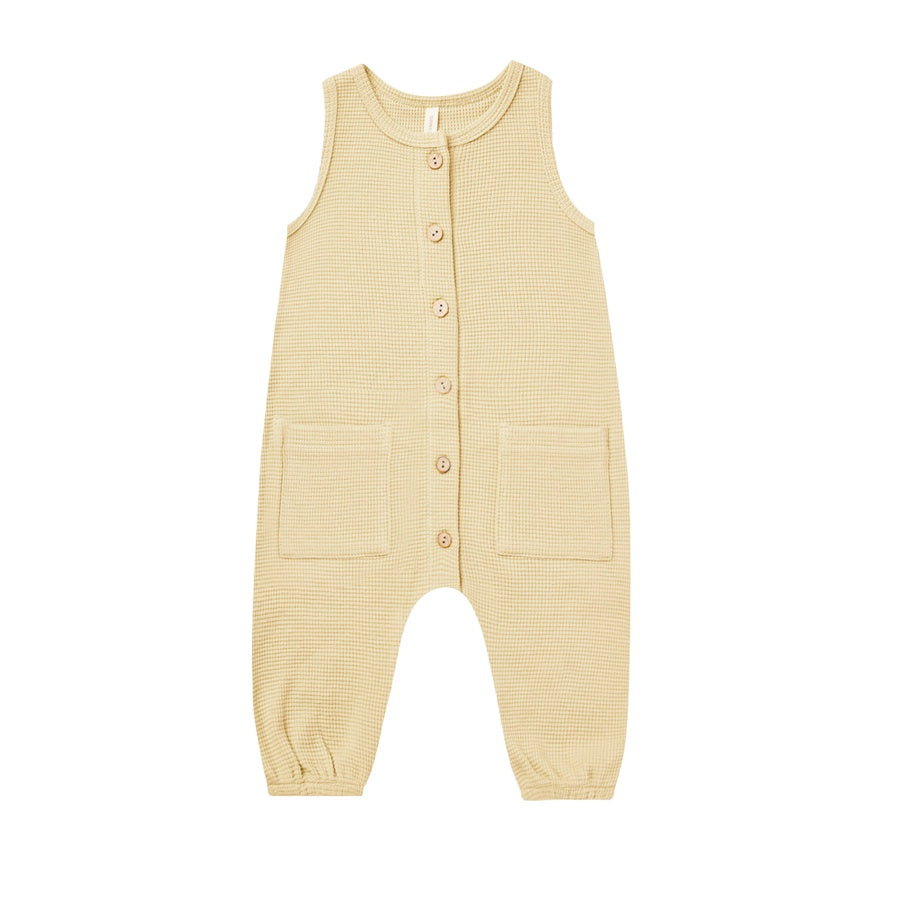Quincy Mae Waffle Jumpsuit | Yellow