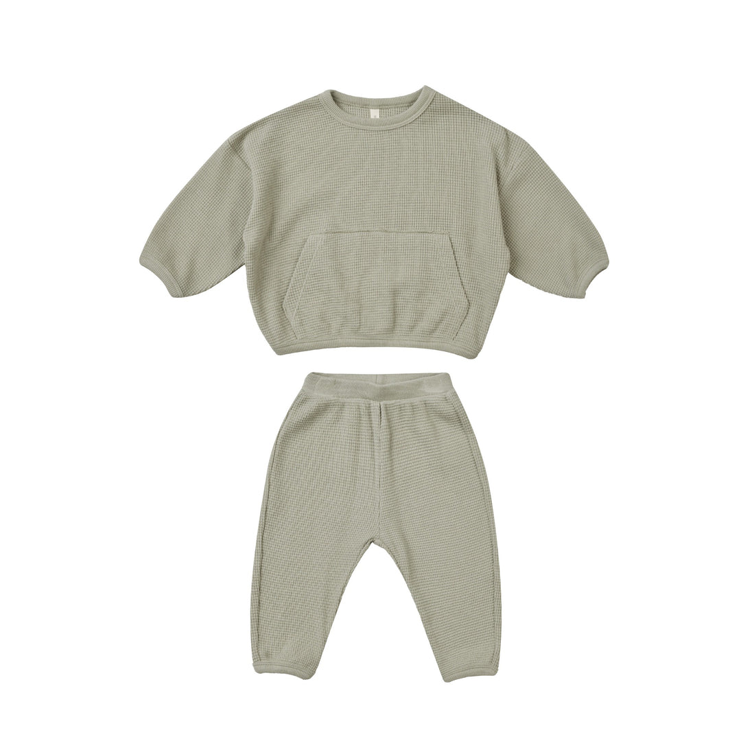 Quincy Mae Waffle Slouch Set - Sage