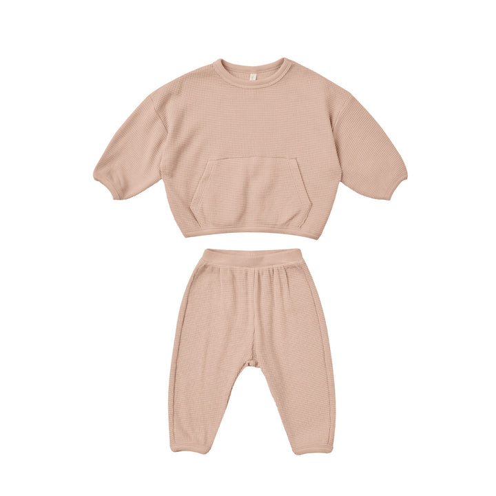 Quincy Mae Waffle Slouch Set - Blush