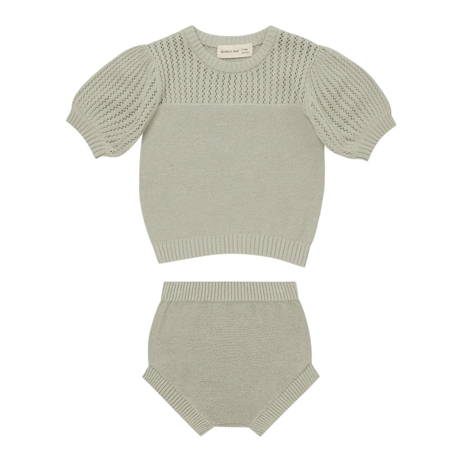 Quincy Mae Pointelle Knit Set | Pistachio