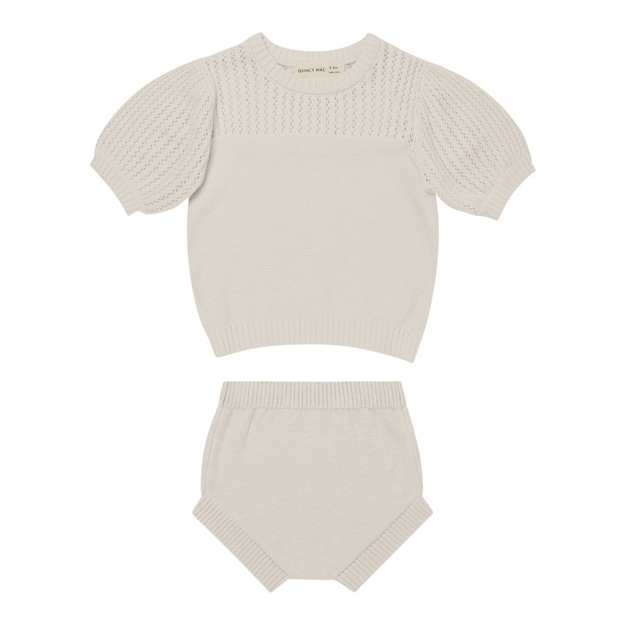 Quincy Mae Pointelle Knit Set | Natural