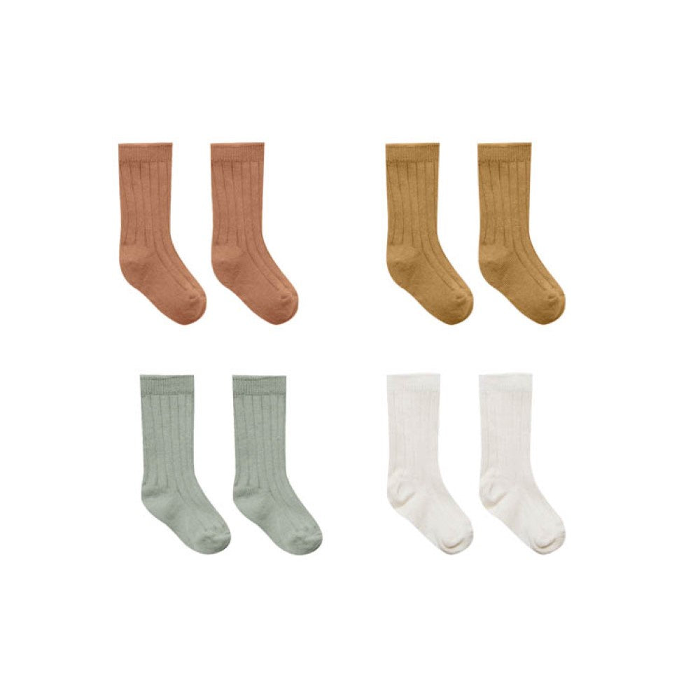 Quincy Mae Baby Socks Set - Ivory/Spruce/Amber/Ocre