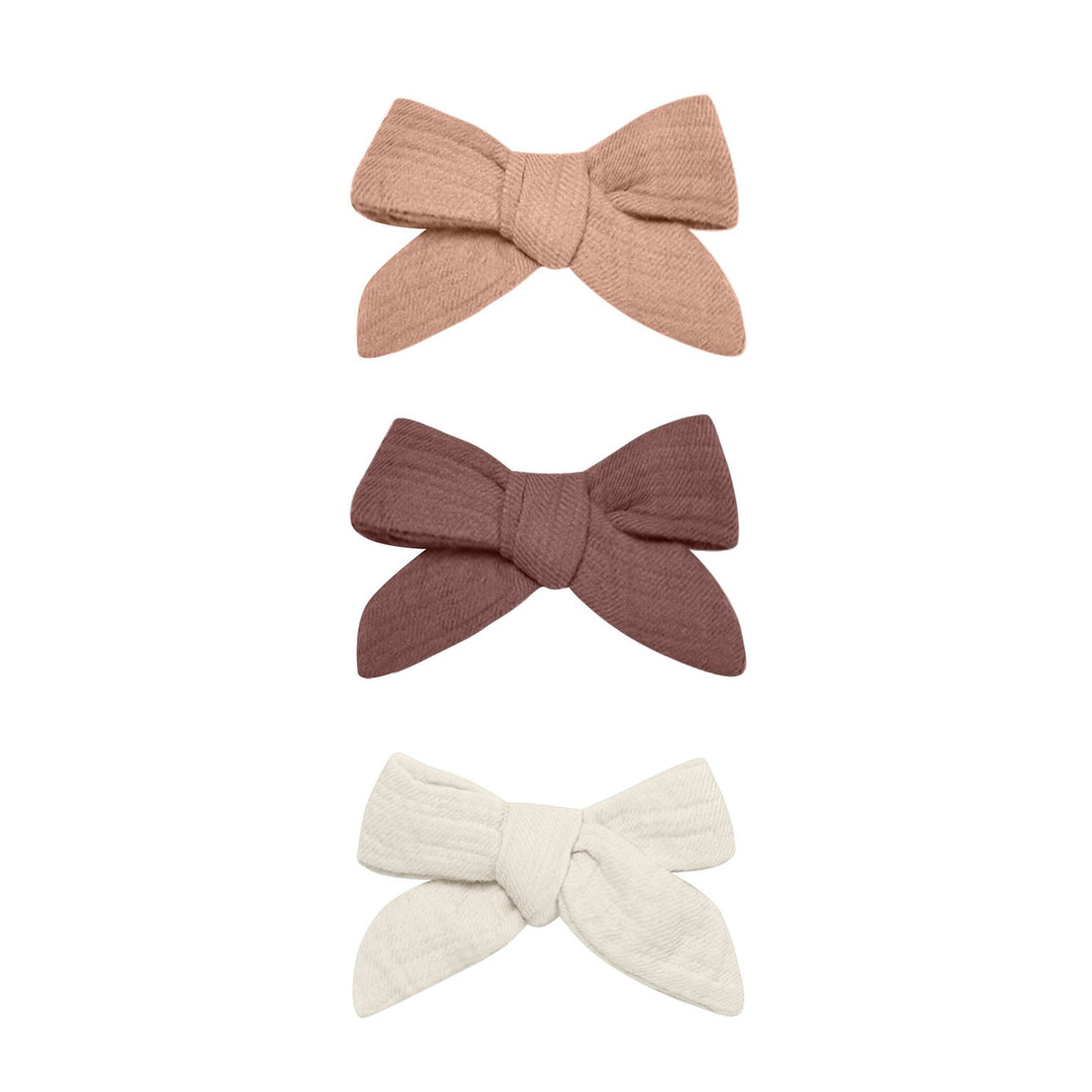 Quincy Mae Bow with Clip set of 3 - Rose/Plum/Natural