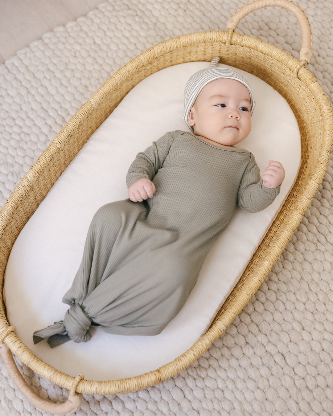 Quincy Mae Knotted Baby Gown - Fern
