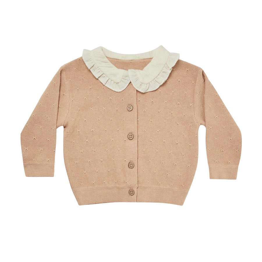 Quincy Mae Ruffle Collar Cardigan - Blush