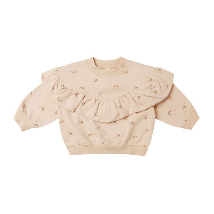 Quincy Mae Ruffle Fleece Sweatshirt - Rainbow