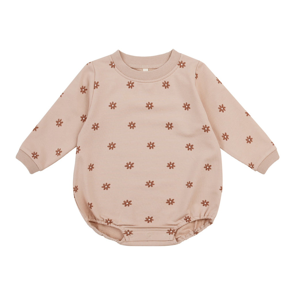 Quincy Mae Crewneck Bubble Romper - Daisies