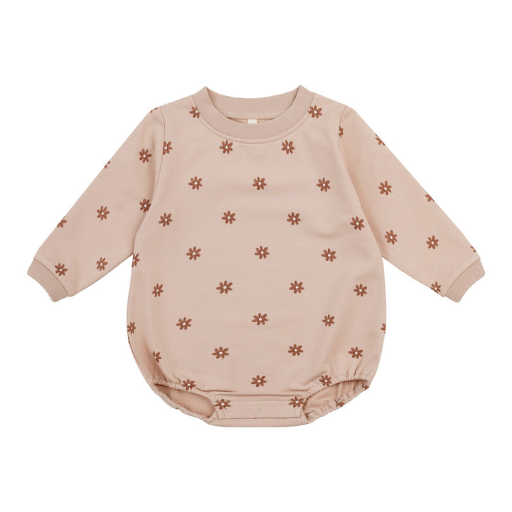 Quincy Mae Crewneck Bubble Romper - Daisies