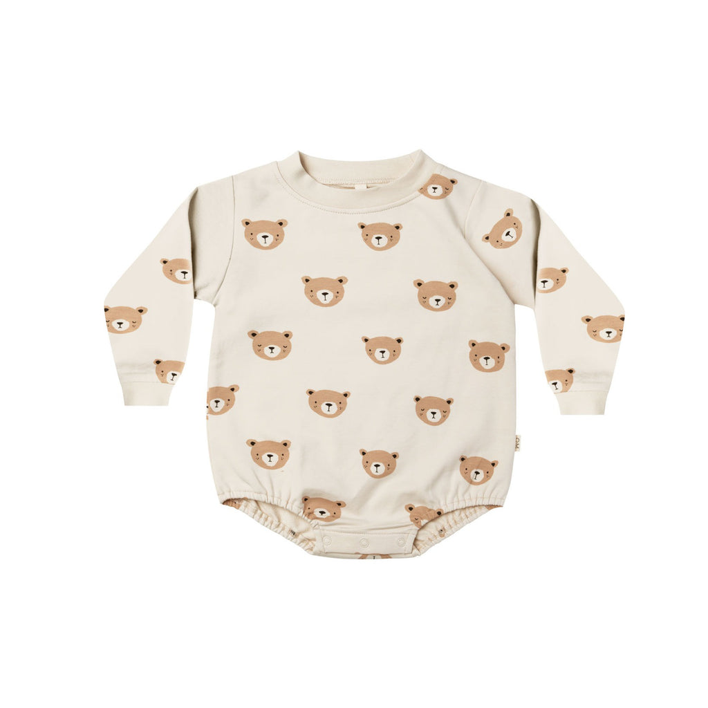 Quincy Mae Crewneck Bubble Romper - Teddy