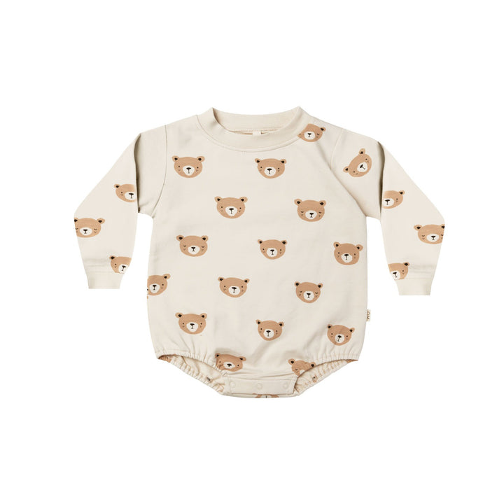 Quincy Mae Crewneck Bubble Romper - Teddy