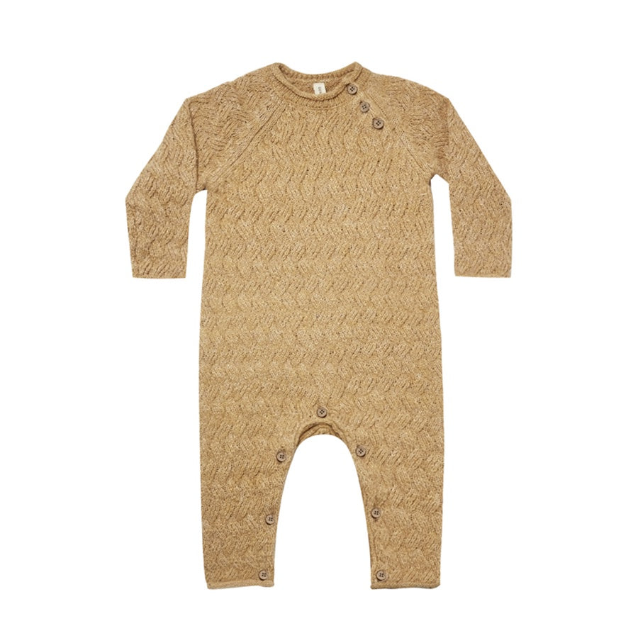 Quincy Mae Cozy Heathered Knit Jumpsuit - Honey