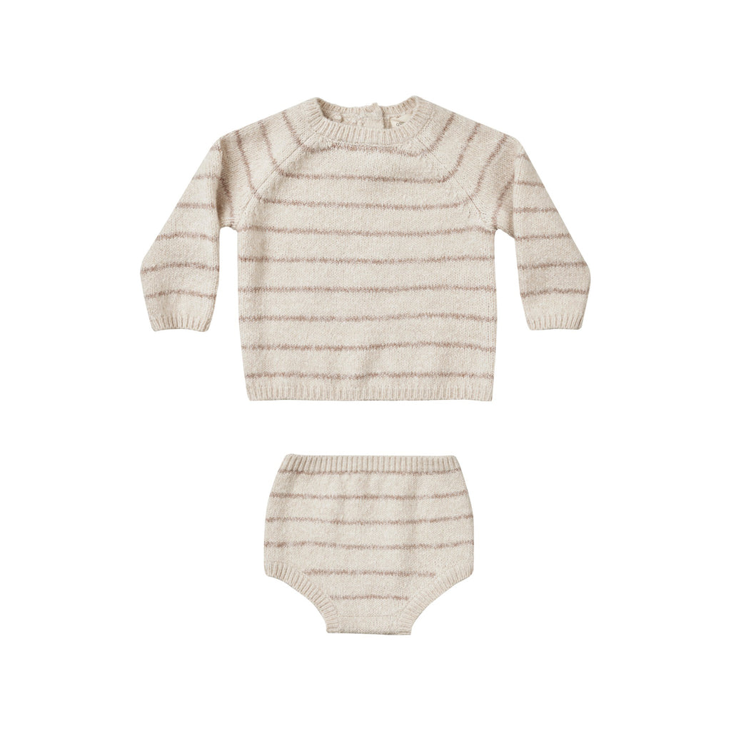 Quincy Mae Bailey Knit Set - Heathered Oat Stripe
