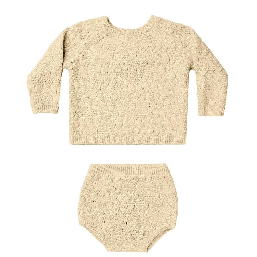 Quincy Mae Mira Knit Set | Heathered Yellow