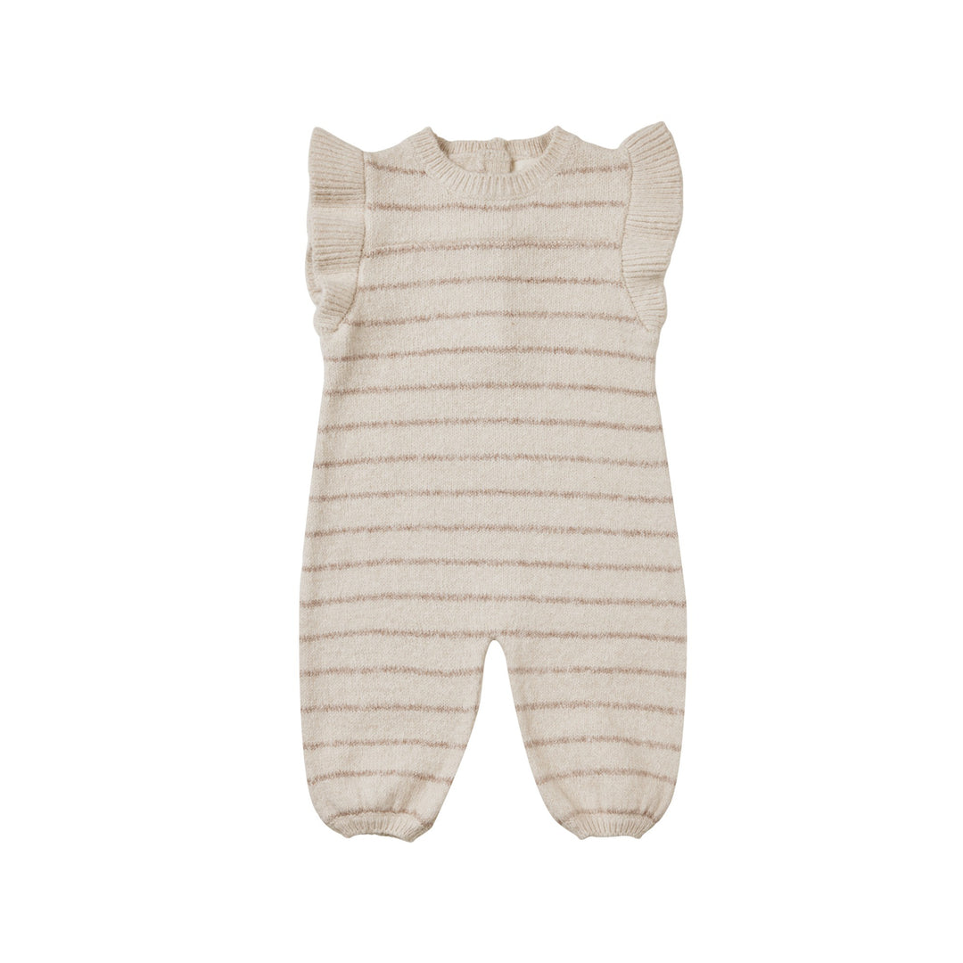 Quincy Mae Mira Knit Romper - Heathered Oat Stripe