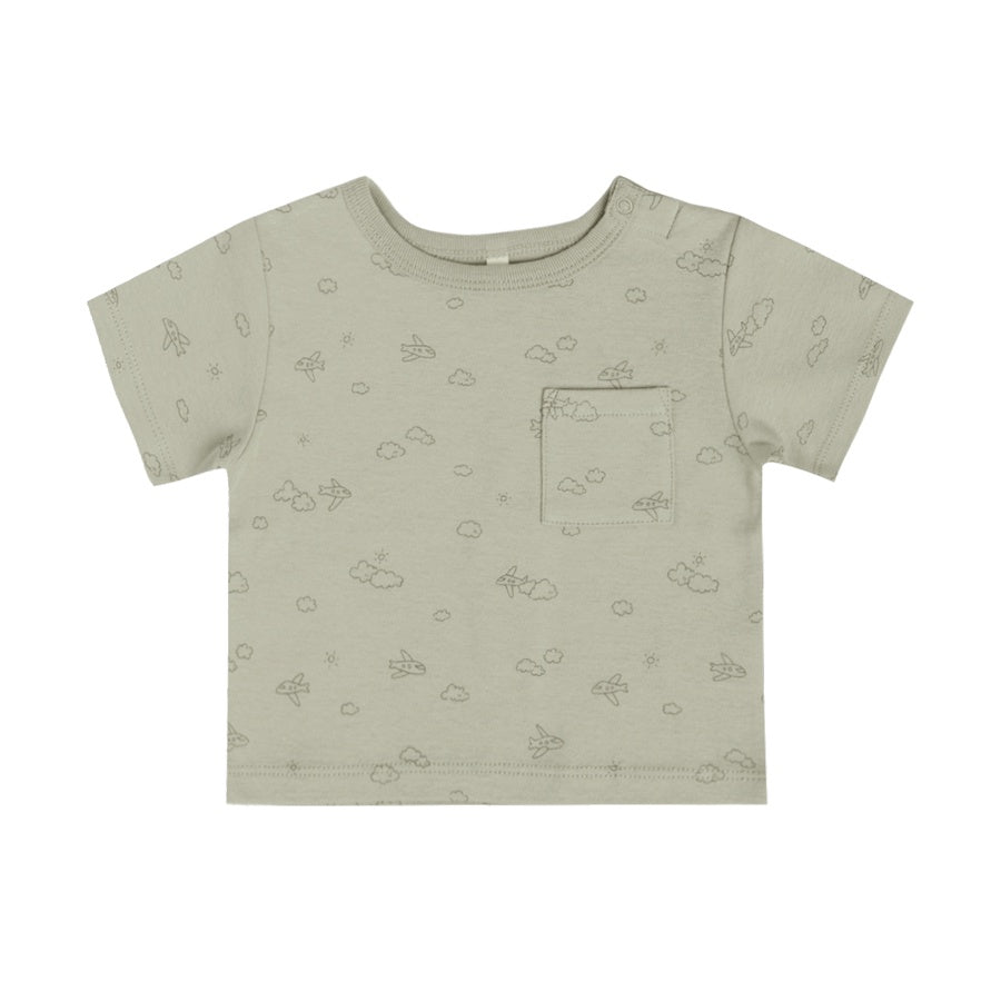 Quincy Mae Boxy Pocket Tee | Airplanes