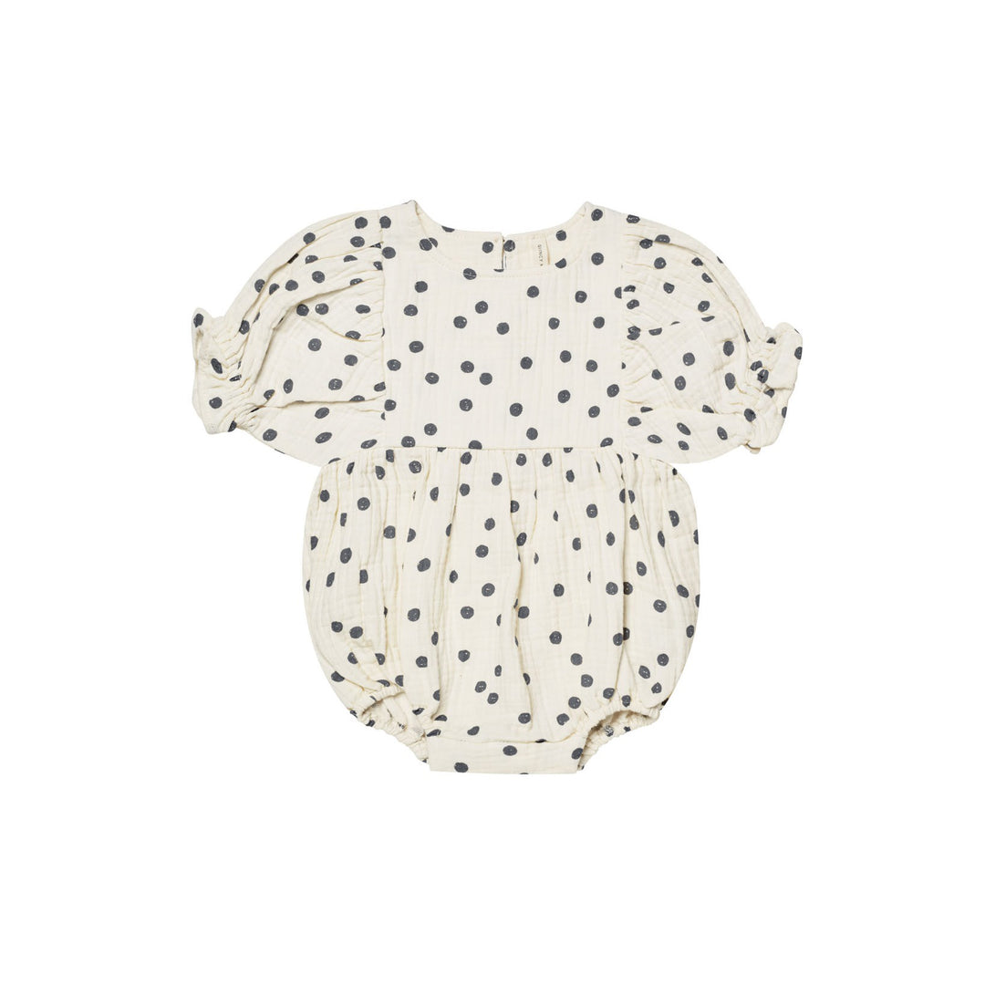 Quincy Mae Cosette Romper - Navy Dot