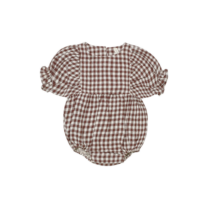 Quincy Mae Cosette Romper - Plum Gingham