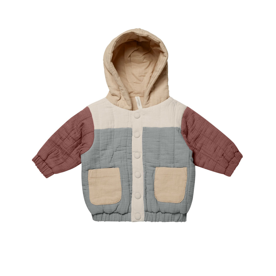 Quincy Mae Hooded Woven Jacket - Color Block